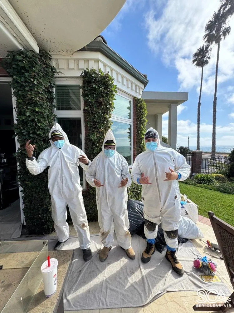 Attic crew in full protective gear