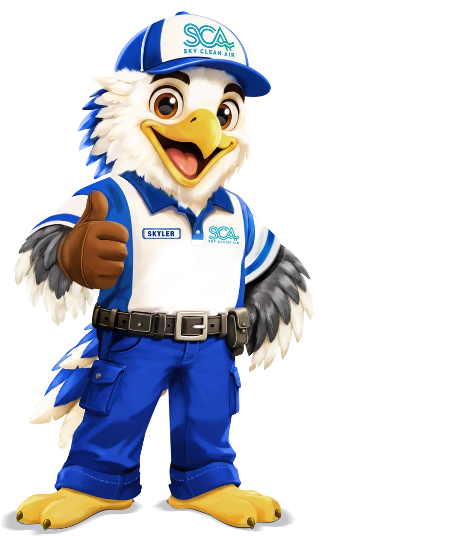 Skyler, The Home Service Eagle, giving a thumbs-up